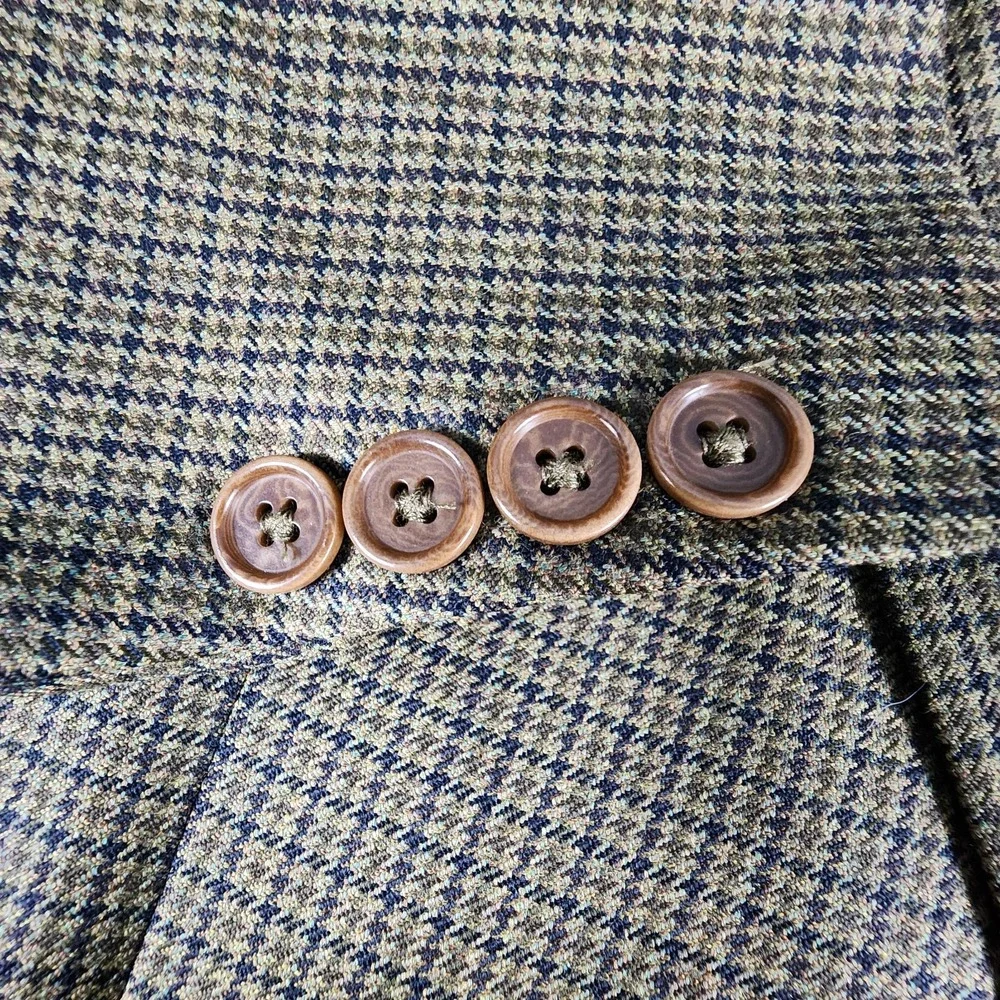 Brooks‎ Brothers 346 Blazer Men 46L Brown Black Houndstooth 100% Wool Sport Coat